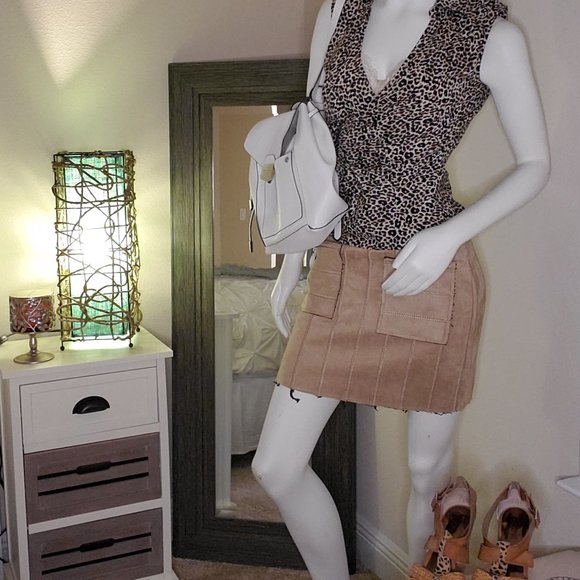 She +Sky Suede Tan Mini Skirt - Picture 4 of 5